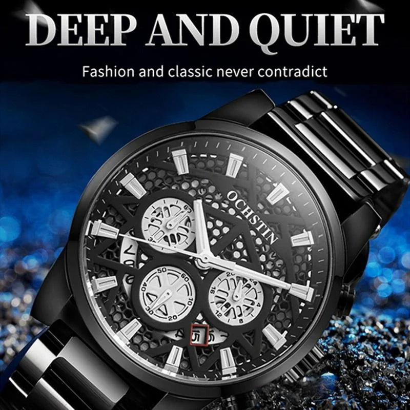 Waterproof Multifunctional Men Watch with Quartz Movement