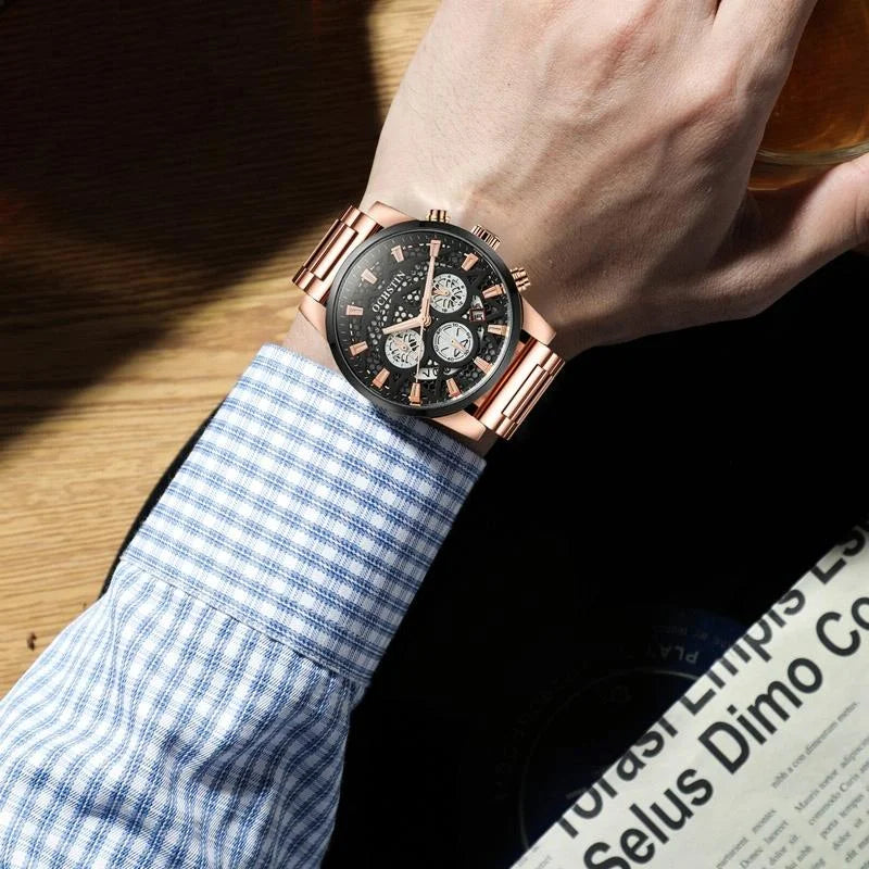 Waterproof Multifunctional Men Watch with Quartz Movement