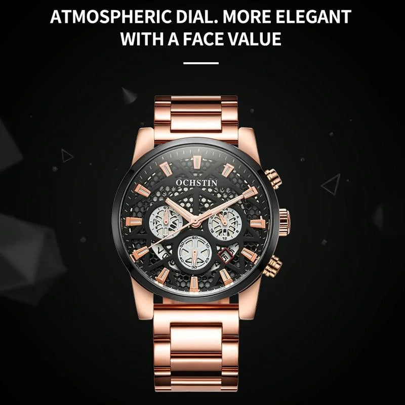Waterproof Multifunctional Men Watch with Quartz Movement