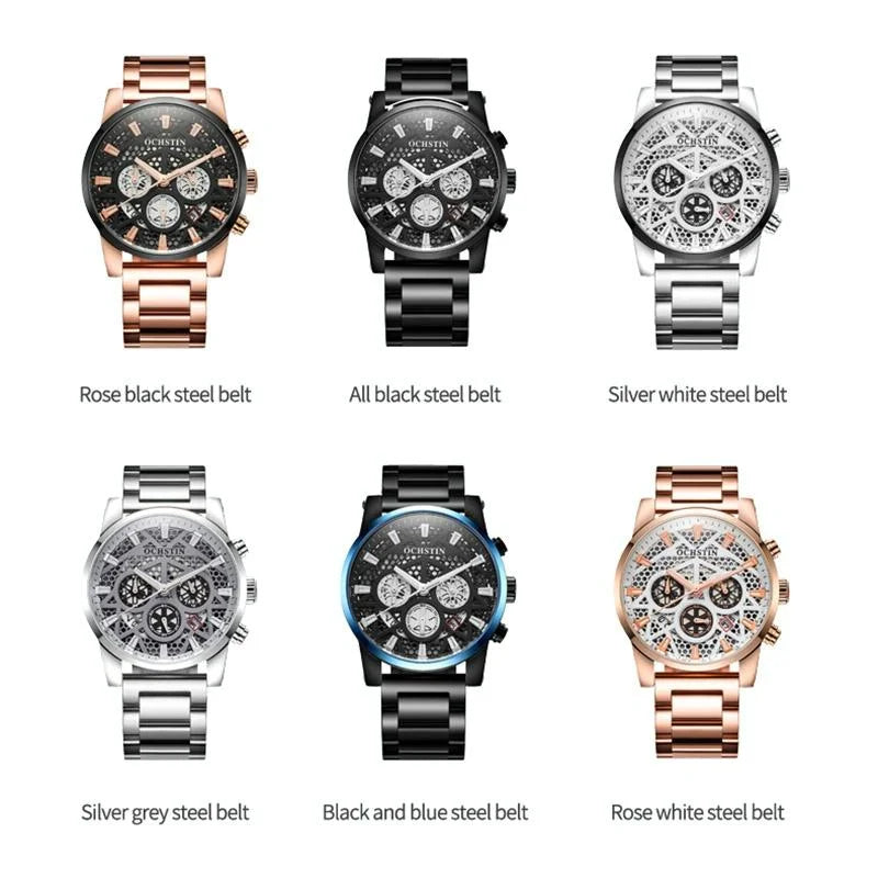 Waterproof Multifunctional Men Watch with Quartz Movement