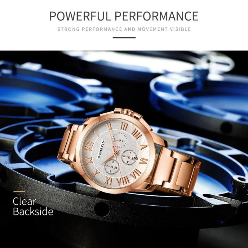 Waterproof Multifunctional Men Watch with Steel Strap