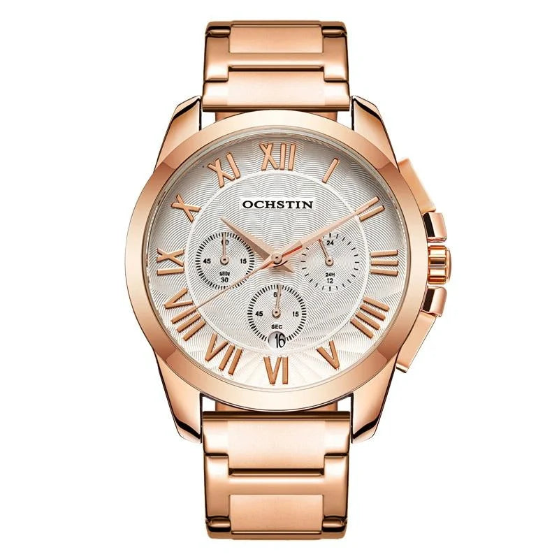 Waterproof Multifunctional Men Watch with Steel Strap