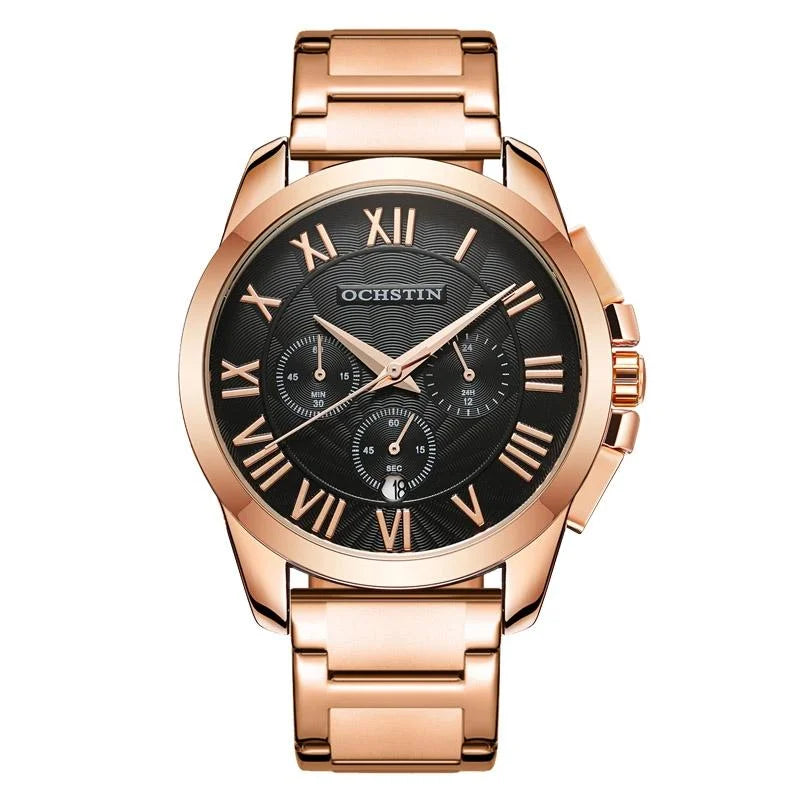 Waterproof Multifunctional Men Watch with Steel Strap