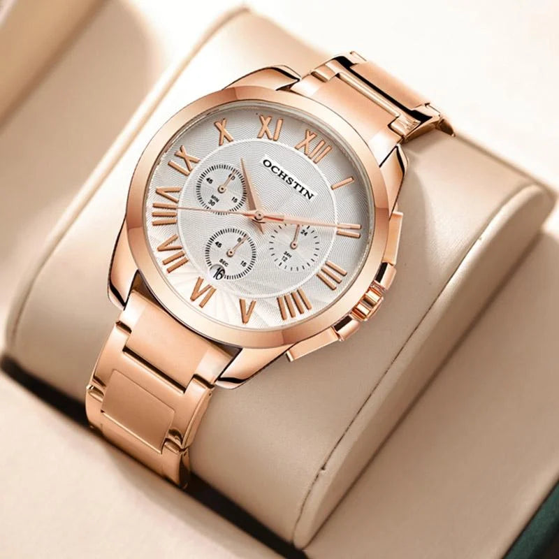 Waterproof Multifunctional Men Watch with Steel Strap