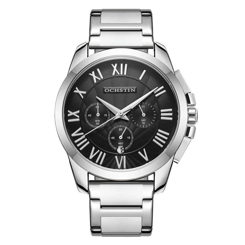 Waterproof Multifunctional Men Watch with Steel Strap