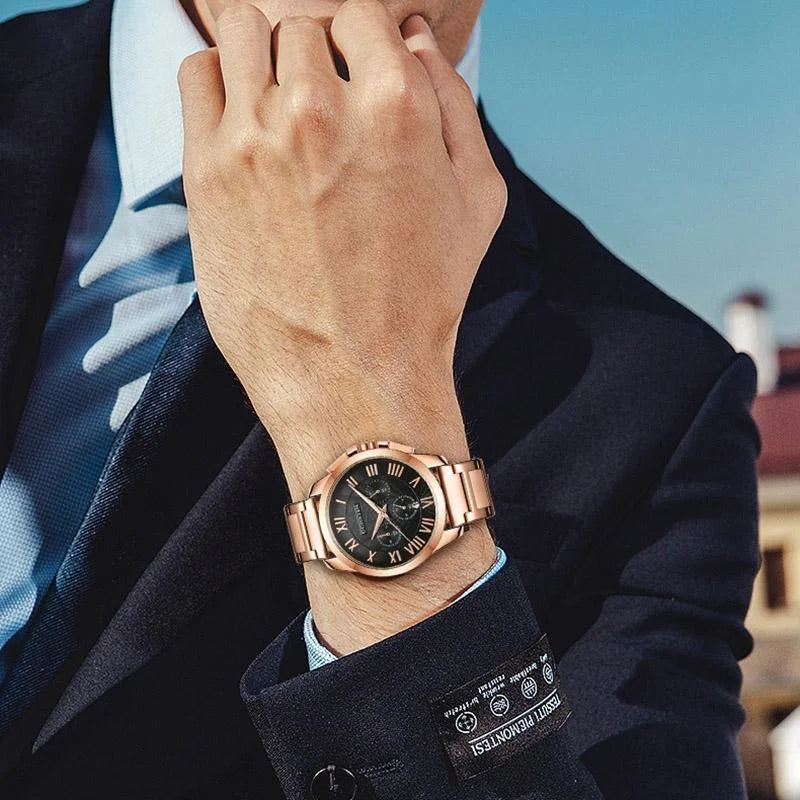 Waterproof Multifunctional Men Watch with Steel Strap