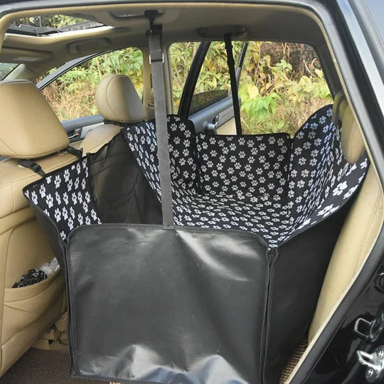 Waterproof Pet Car Seat Cover Hammock - Black with Mesh