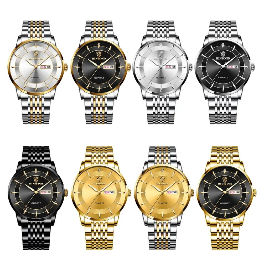 Waterproof Quartz Men Watch with Luminous Butterfly Buckle