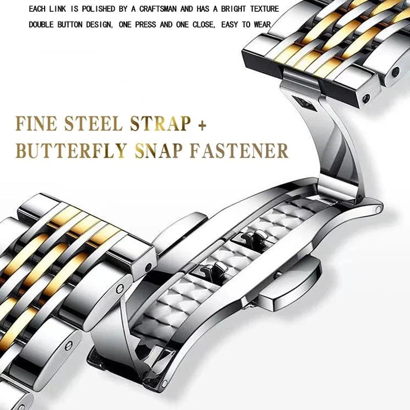Waterproof Quartz Men Watch with Luminous Butterfly Buckle