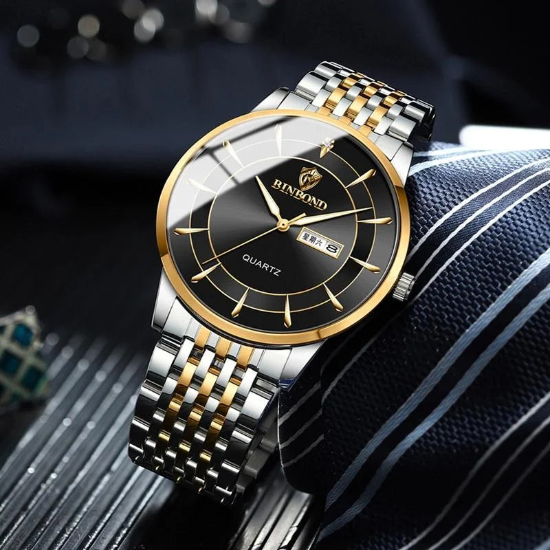 Waterproof Quartz Men Watch with Luminous Butterfly Buckle