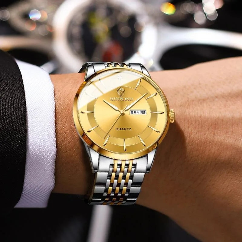 Waterproof Quartz Men Watch with Luminous Butterfly Buckle