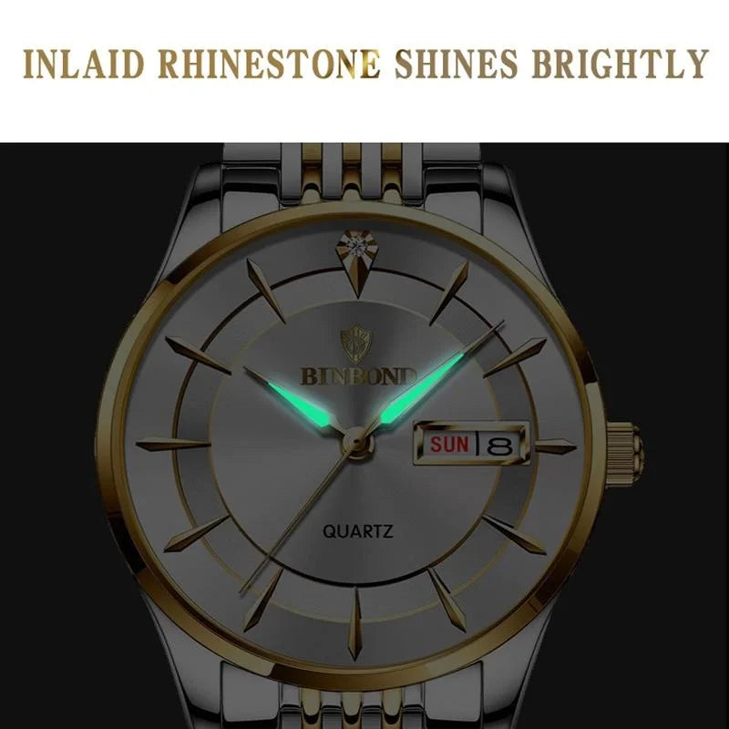 Waterproof Quartz Men Watch with Luminous Butterfly Buckle