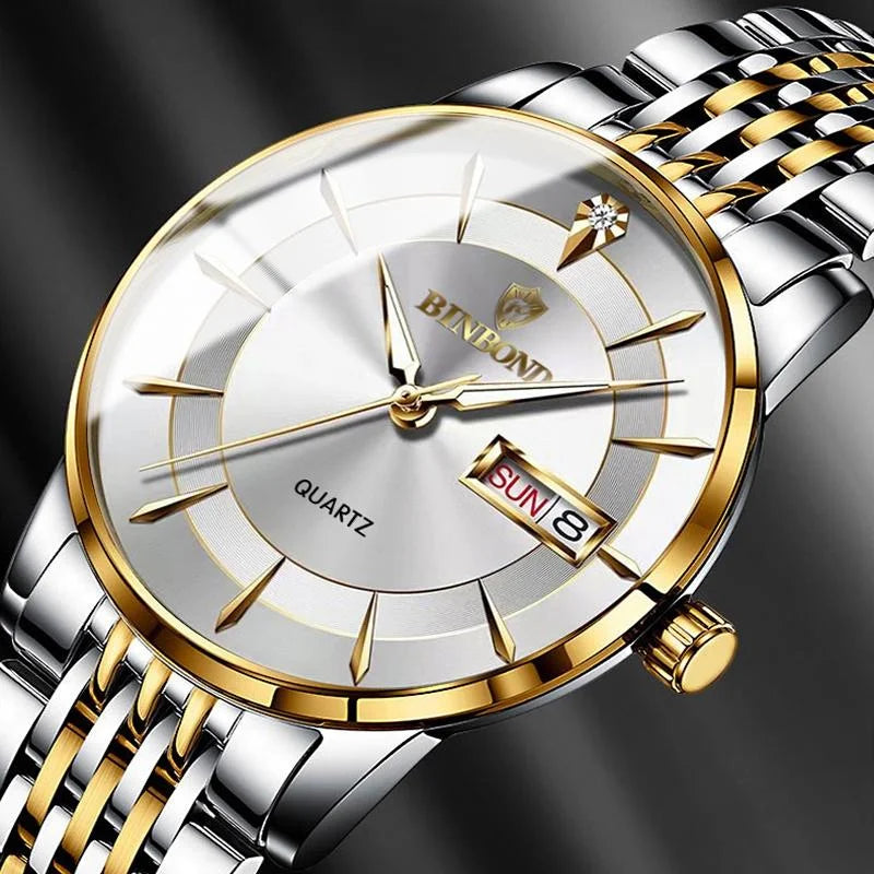Waterproof Quartz Men Watch with Luminous Butterfly Buckle