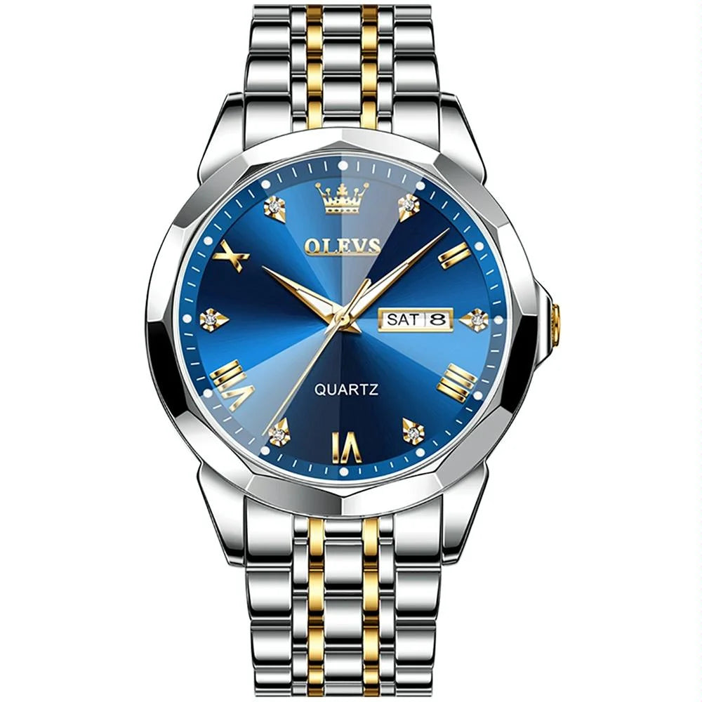 Waterproof Quartz Watch for Men with Luminous Dial - Blue