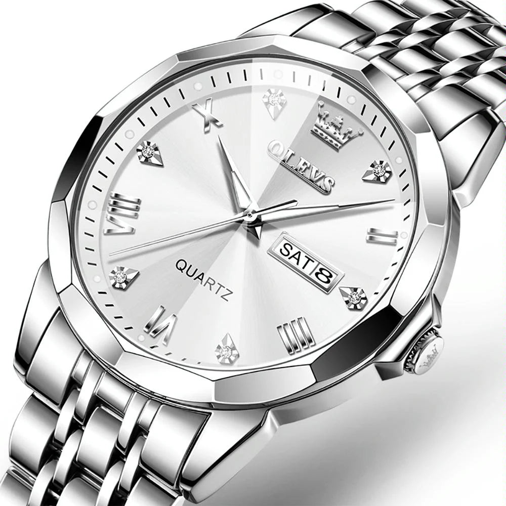 Waterproof Quartz Watch for Men with Luminous Dial - Gold