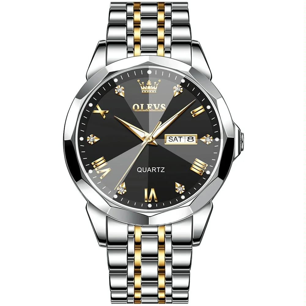 Waterproof Quartz Watch for Men with Luminous Dial - White