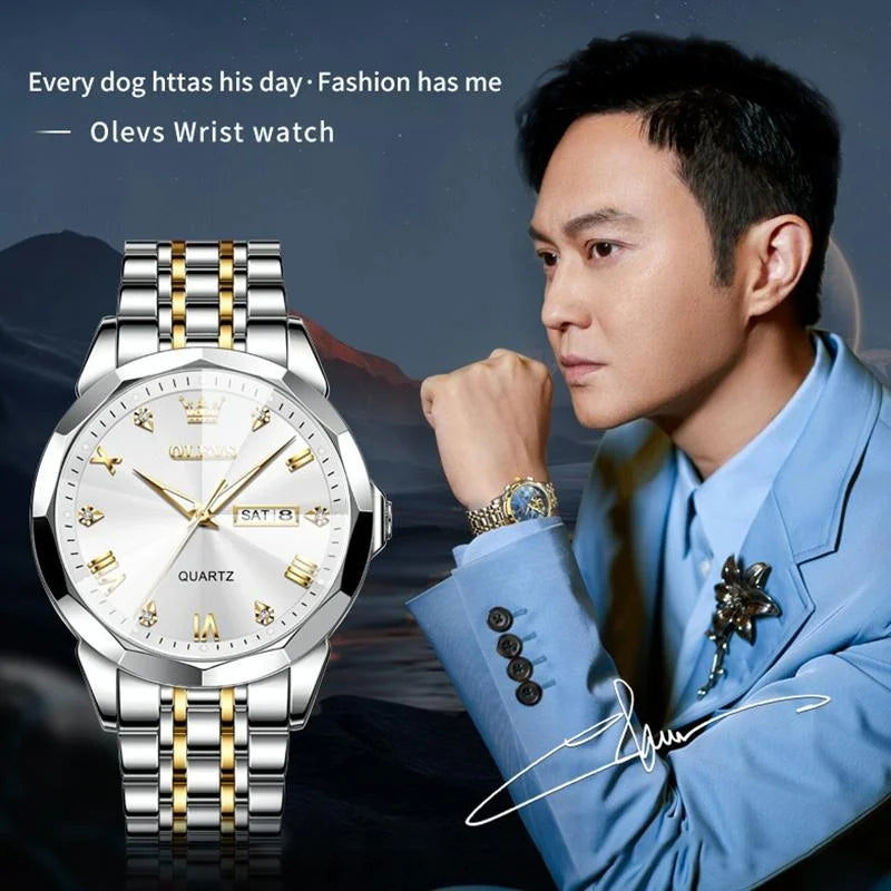 Waterproof Quartz Watch for Men with Luminous Dial - White