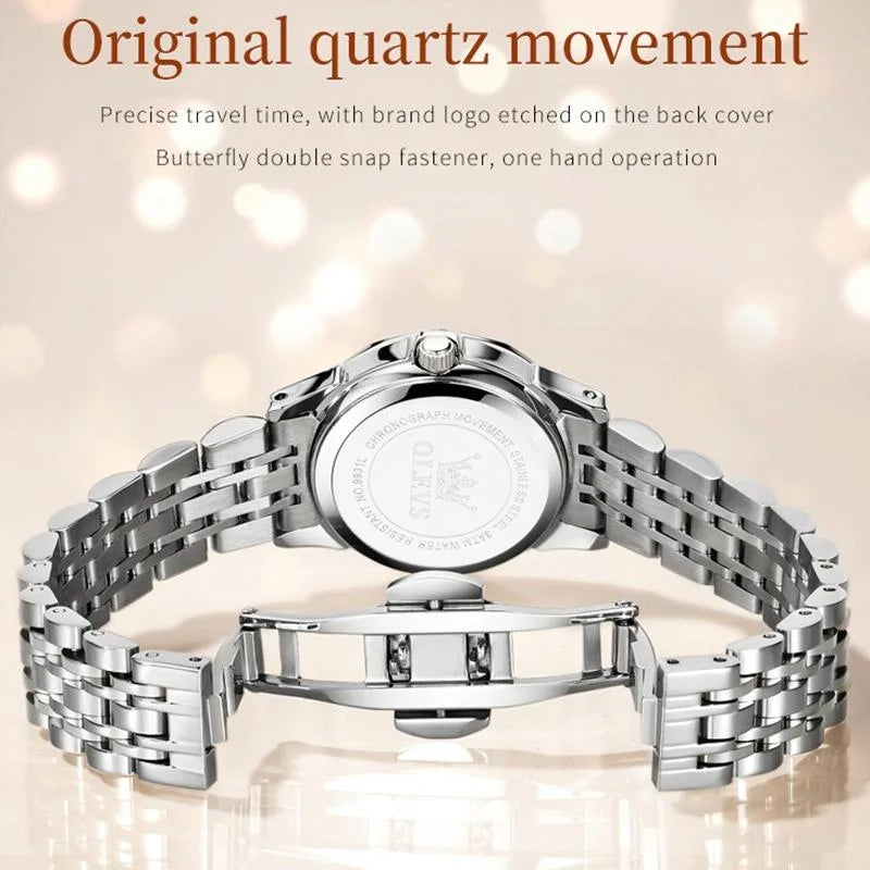 Waterproof Quartz Watch with Butterfly Buckle for Women