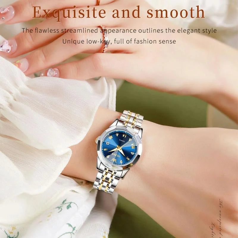 Waterproof Quartz Watch with Butterfly Buckle for Women