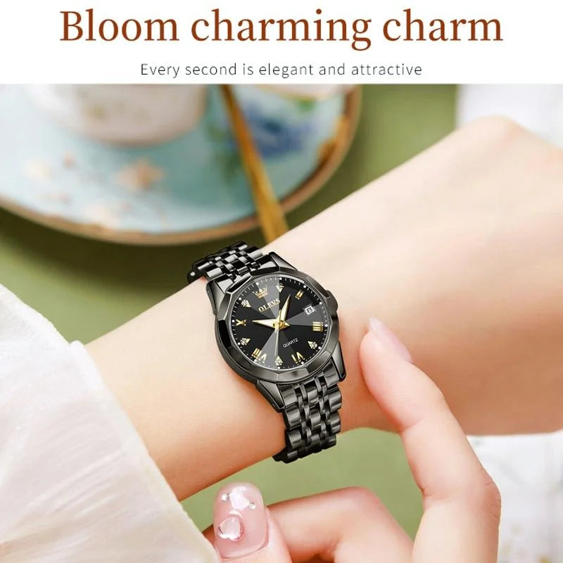 Waterproof Quartz Watch with Butterfly Buckle for Women