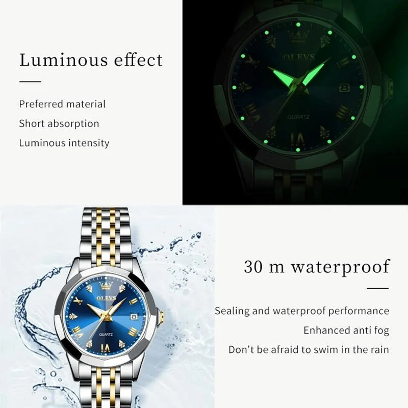 Waterproof Quartz Watch with Butterfly Buckle for Women