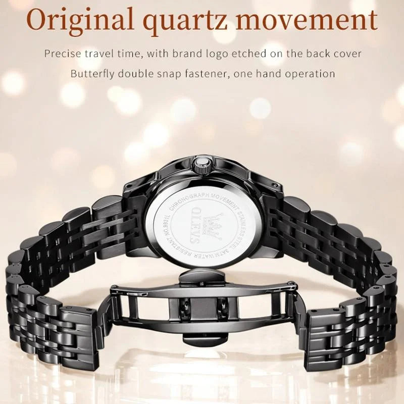 Waterproof Quartz Watch with Butterfly Buckle for Women