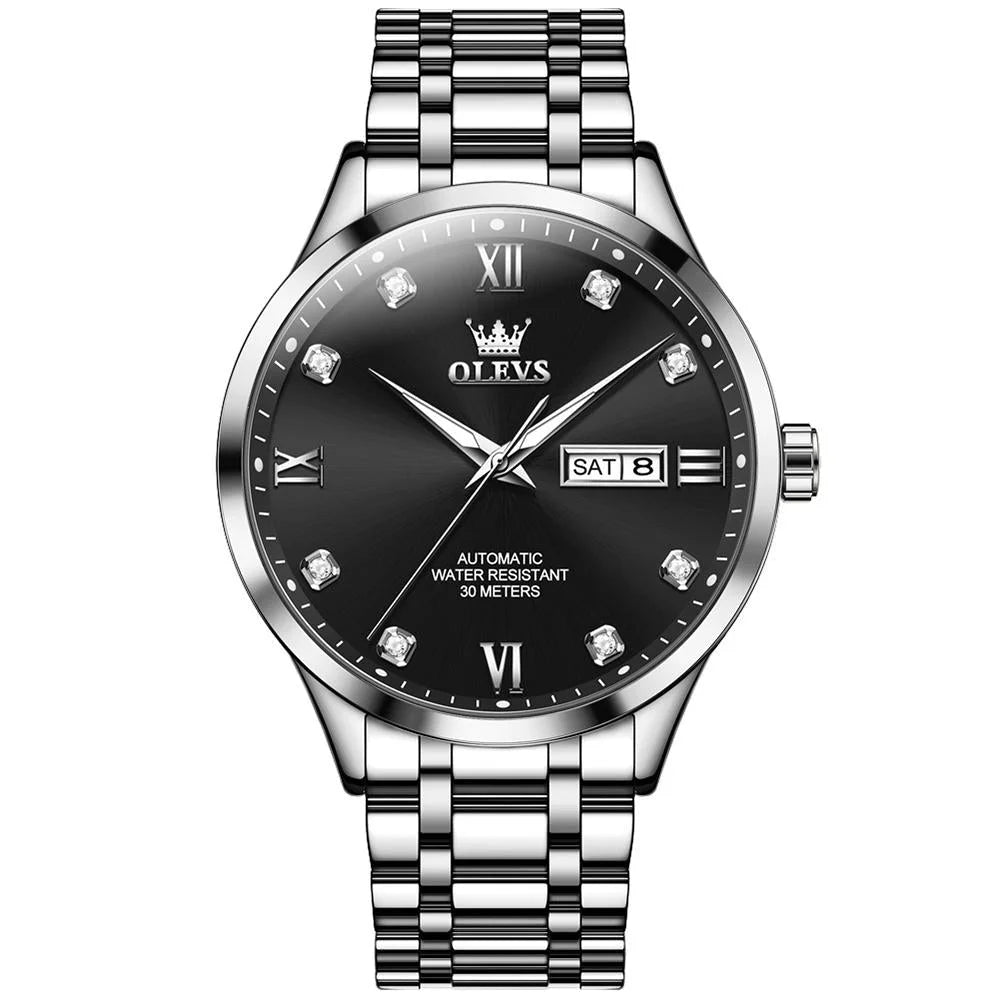 Waterproof Quartz Watch with Diamond Roman Scale for Men