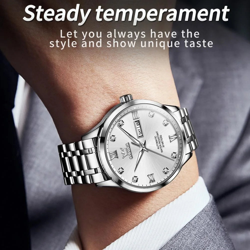 Waterproof Quartz Watch with Diamond Roman Scale for Men
