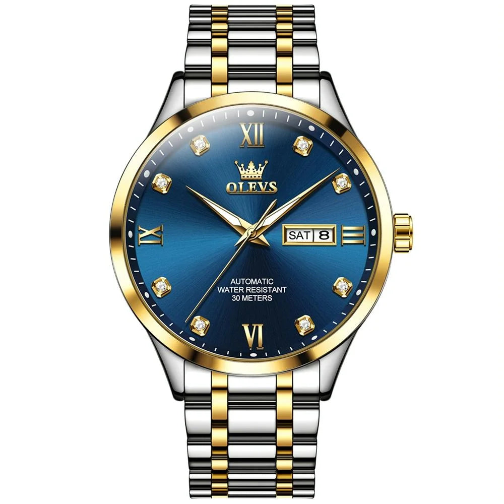 Waterproof Quartz Watch with Diamond Roman Scale for Men