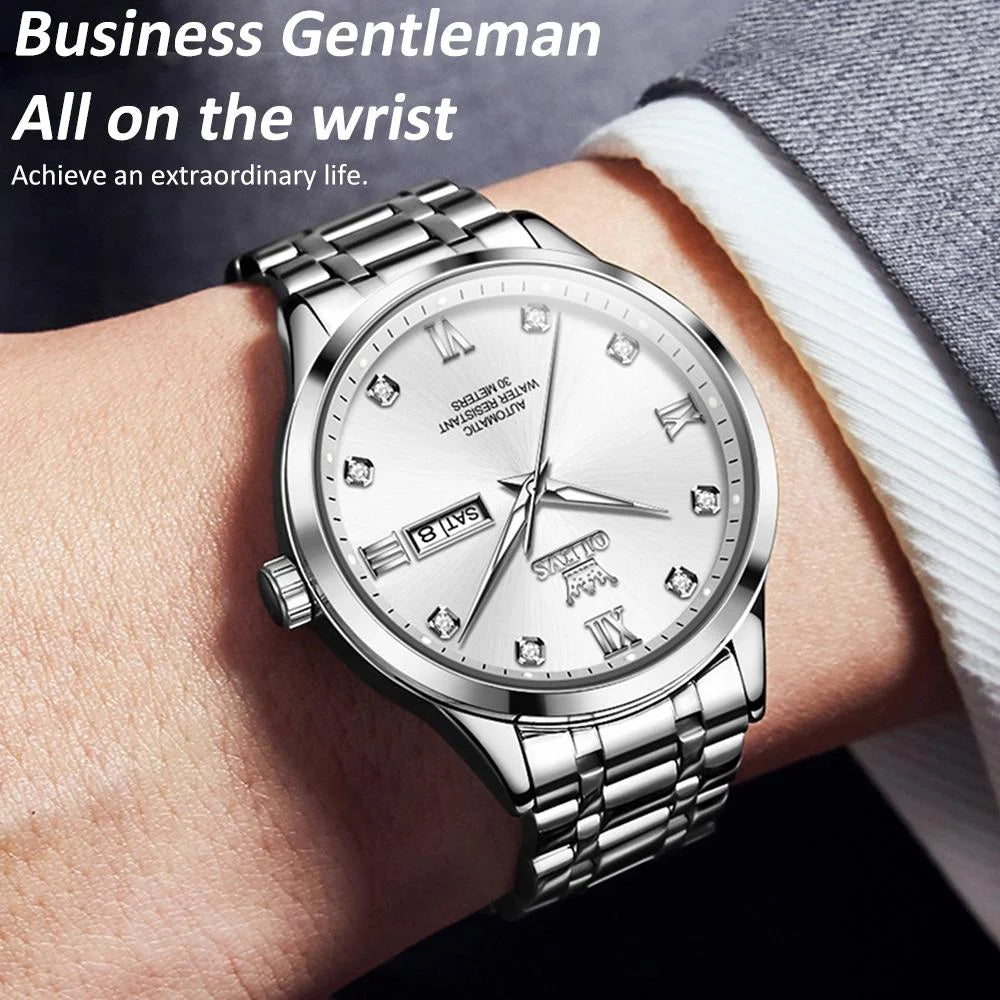 Waterproof Quartz Watch with Diamond Roman Scale for Men