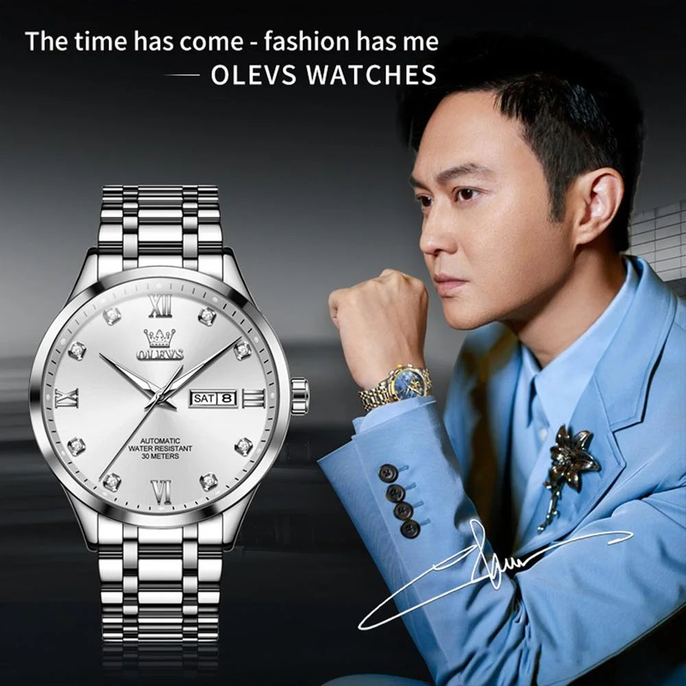 Waterproof Quartz Watch with Diamond Roman Scale for Men