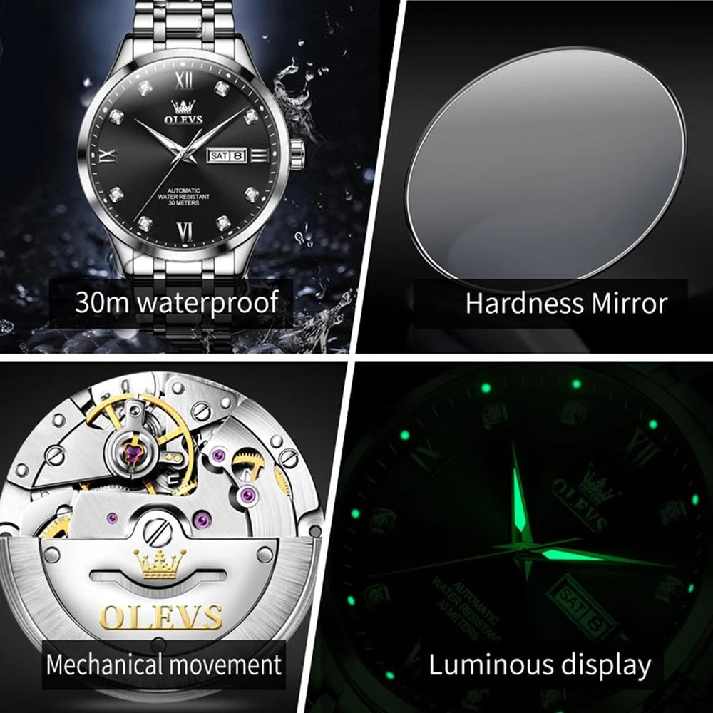 Waterproof Quartz Watch with Diamond Roman Scale for Men