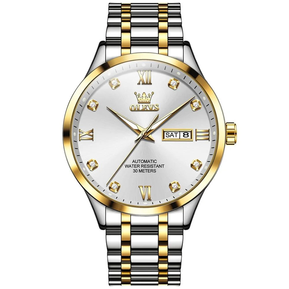 Waterproof Quartz Watch with Diamond Roman Scale for Men