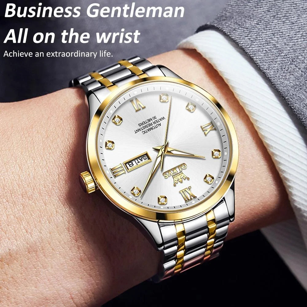 Waterproof Quartz Watch with Diamond Roman Scale for Men