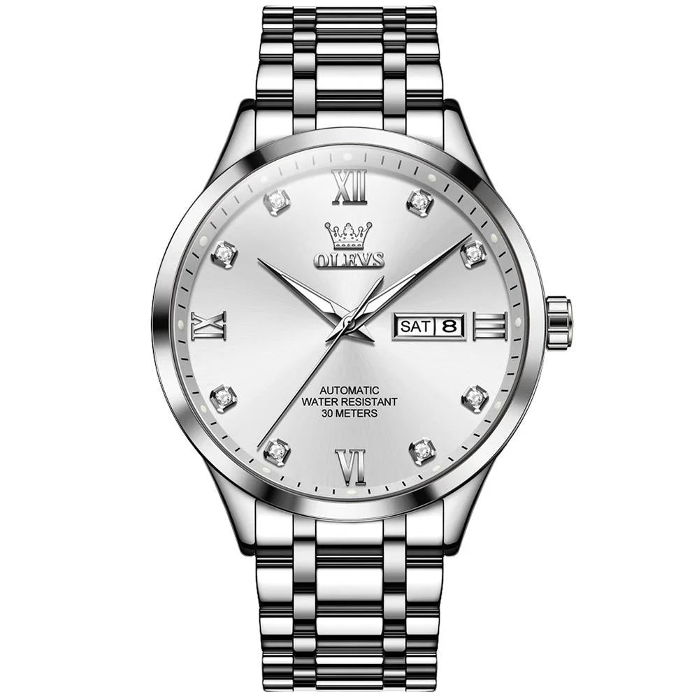 Waterproof Quartz Watch with Diamond Roman Scale for Men