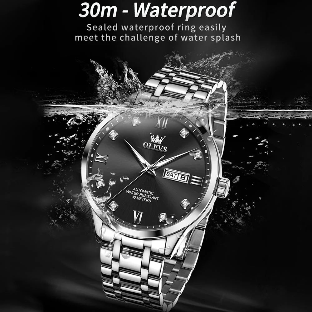 Waterproof Quartz Watch with Diamond Roman Scale for Men