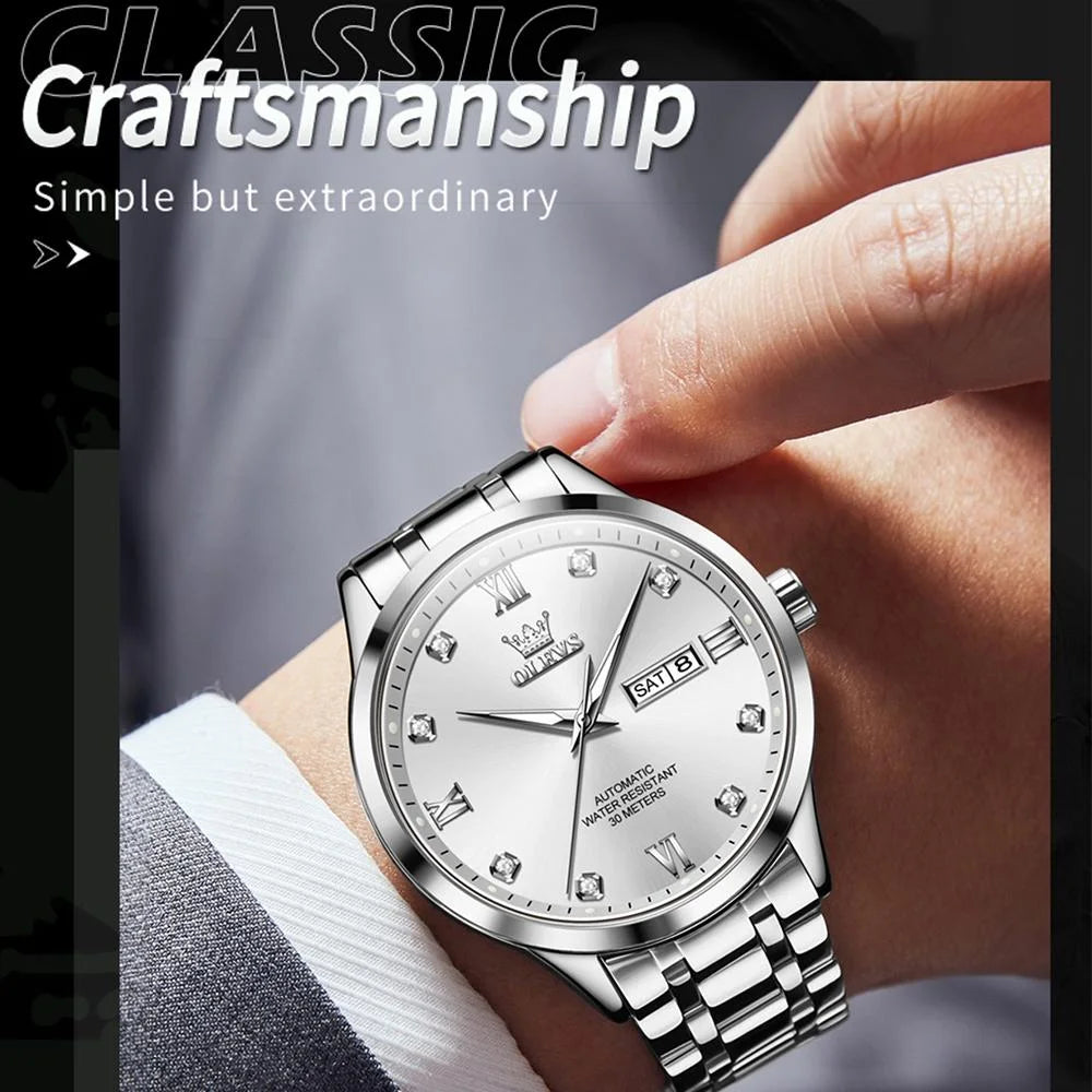 Waterproof Quartz Watch with Diamond Roman Scale for Men