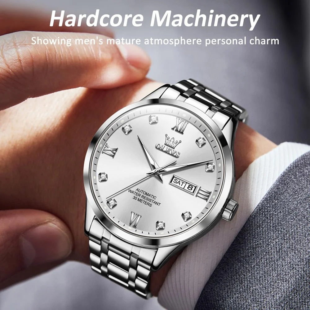 Waterproof Quartz Watch with Diamond Roman Scale for Men