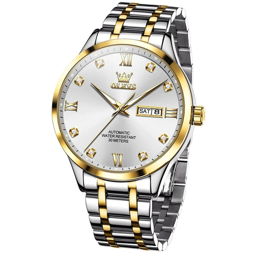 Waterproof Quartz Watch with Diamond Roman Scale for Men