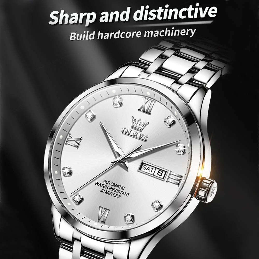 Waterproof Quartz Watch with Diamond Roman Scale for Men
