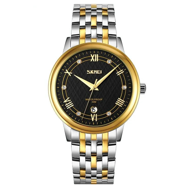 Waterproof Quartz Watch with Stainless Steel Buckle for Men