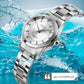 Waterproof Quartz Women Watch with Rhinestone Steel Strap