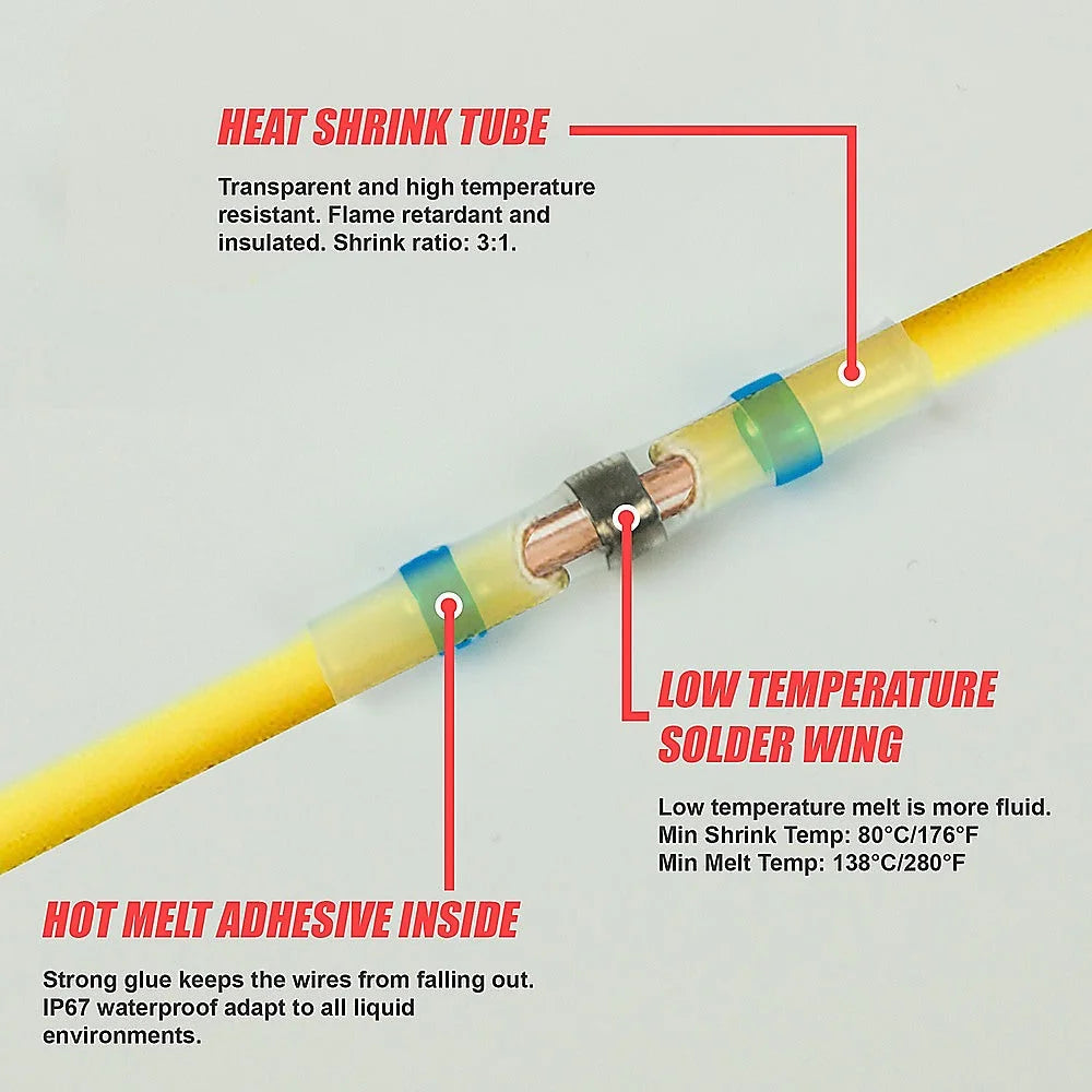Waterproof Solder Seal Sleeve 250PCS Heat Shrink Butt Wire