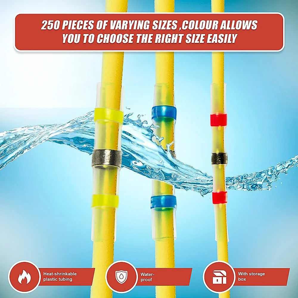 Waterproof Solder Seal Sleeve 250PCS Heat Shrink Butt Wire