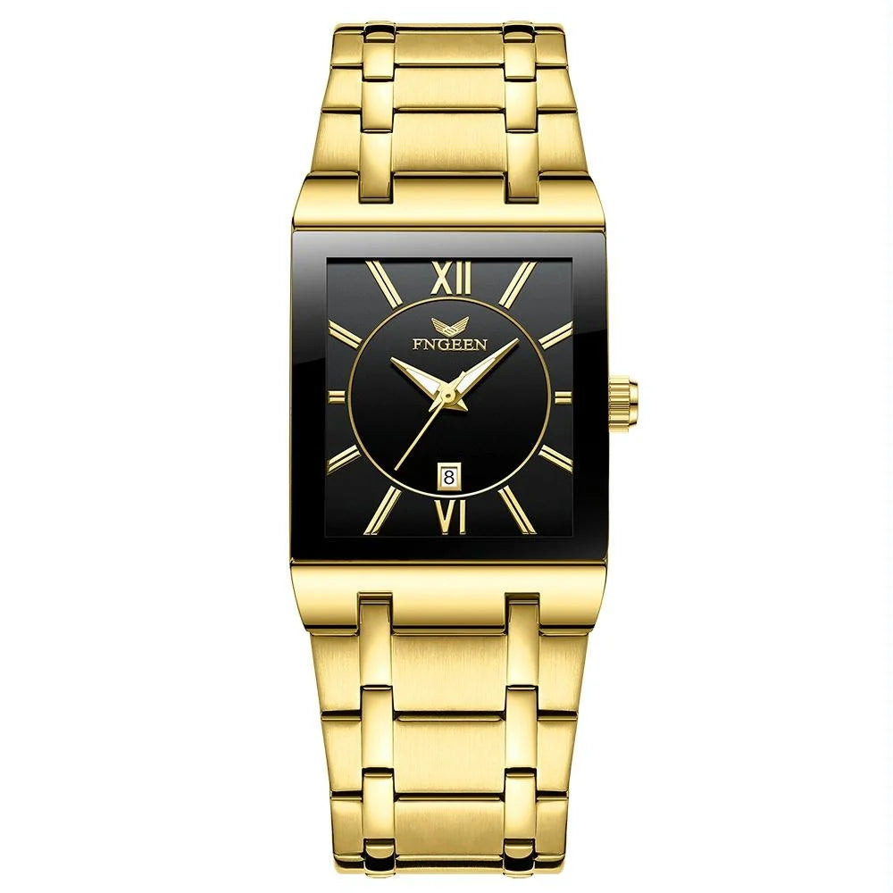 Waterproof Square Men Watch with Calendar - 50m - Black
