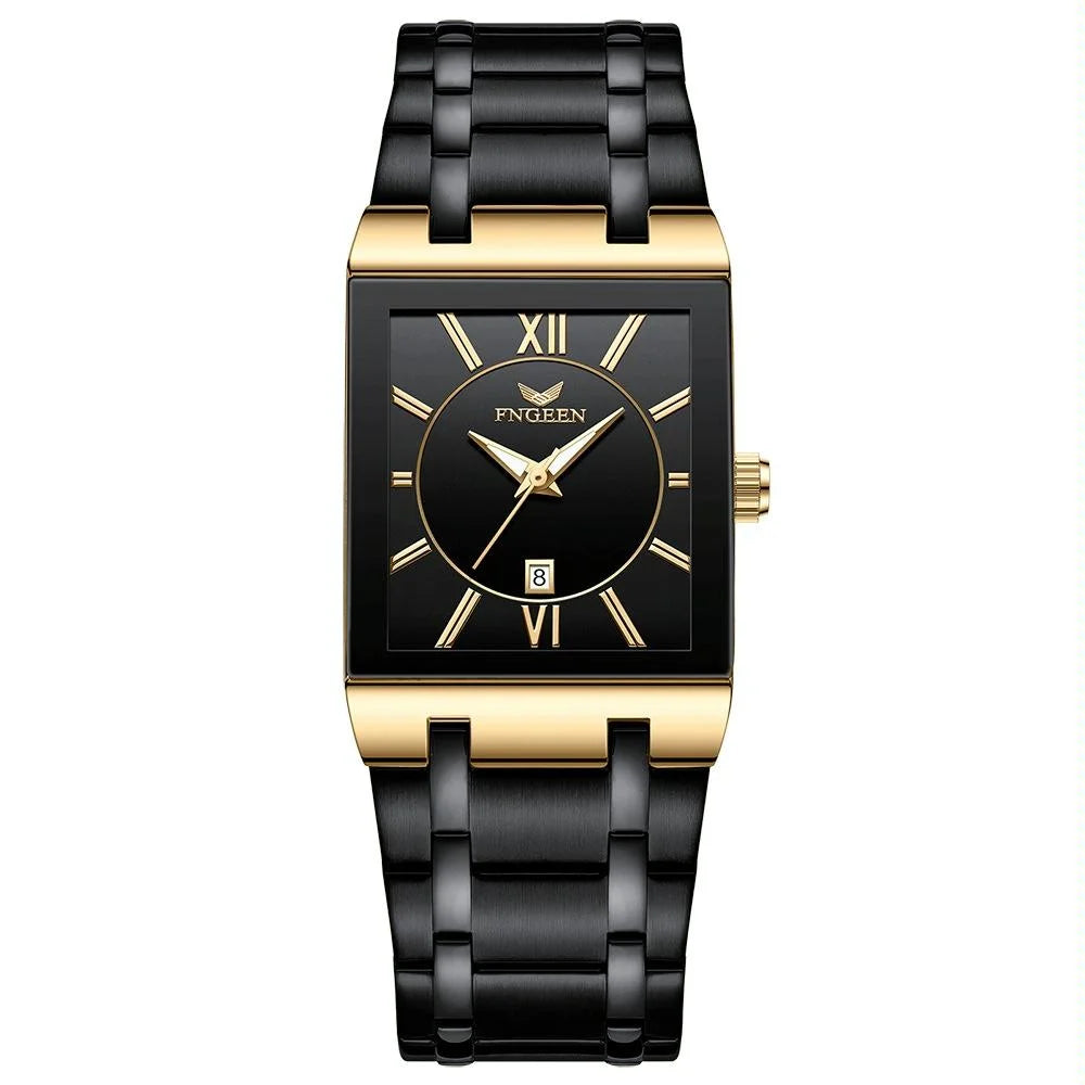 Waterproof Square Men Watch with Calendar - 50m - Black