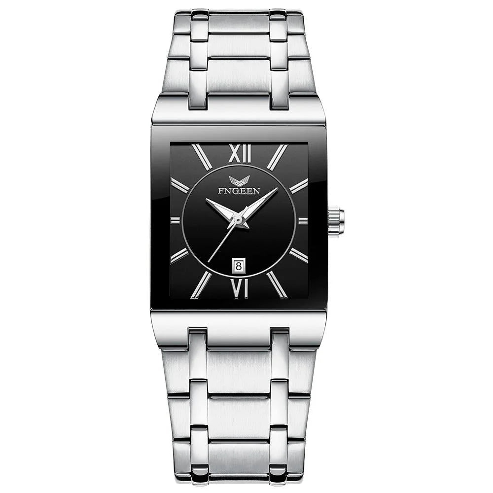 Waterproof Square Men Watch with Calendar - 50m - Black