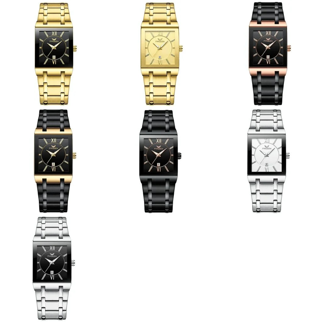 Waterproof Square Men Watch with Calendar - 50m - Black