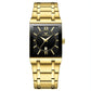 Waterproof Square Men Watch with Calendar - 50m - Full Gold