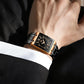 Waterproof Square Men Watch with Calendar - 50m - Full Gold